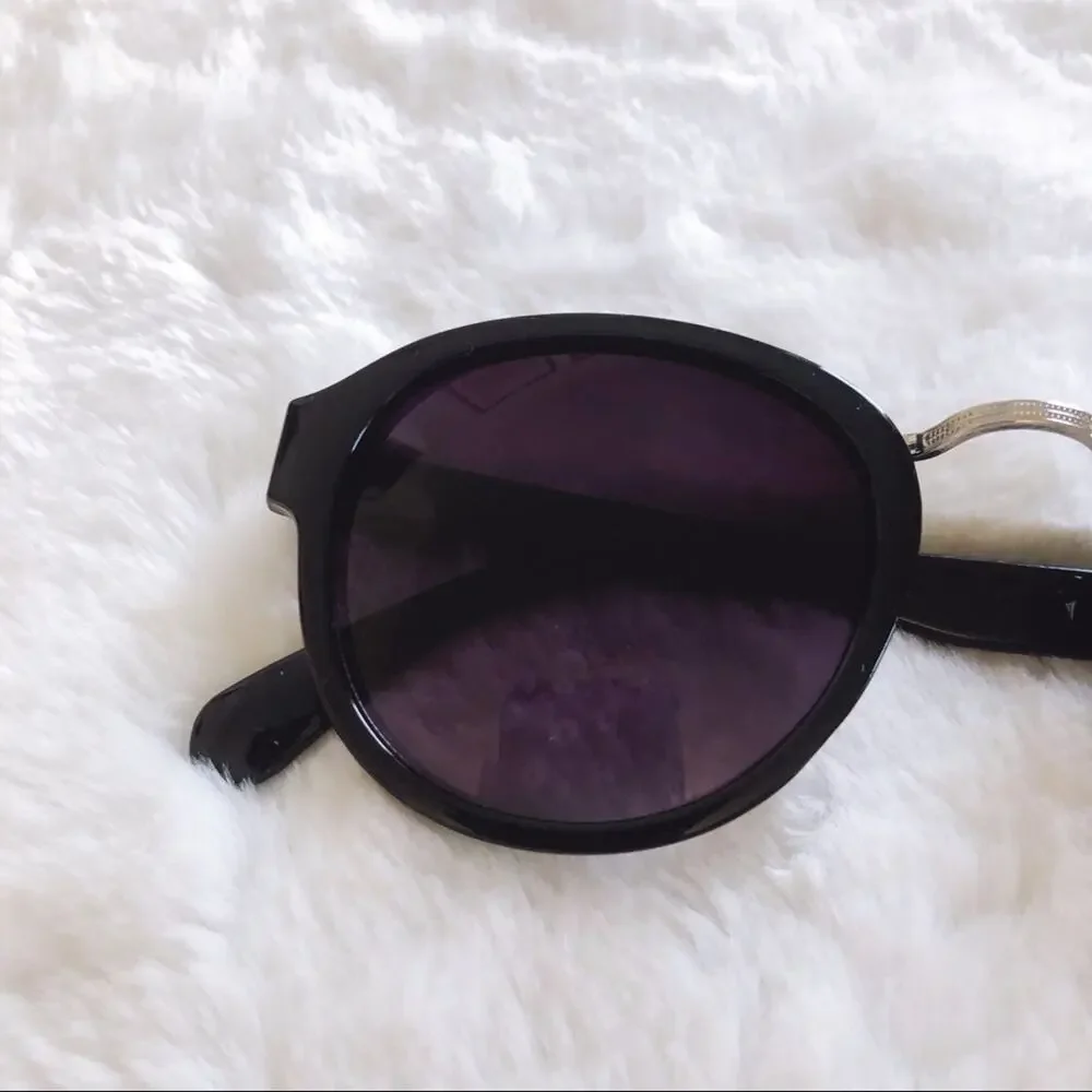 Mya Black & Silver Round Fashion Sunglasses